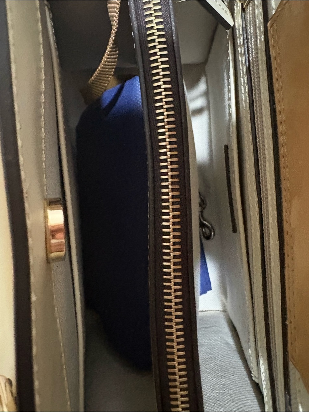 Dooney & Bourke Cream Leather Satchel with Gold Hardware - Picture 7 of 9